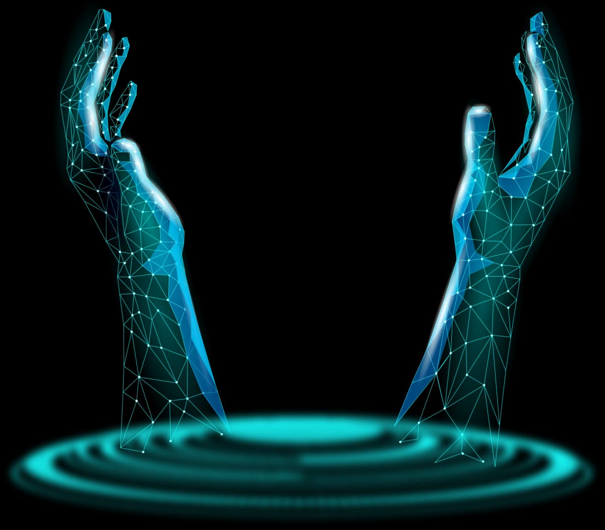 Digital hands framing AI automation